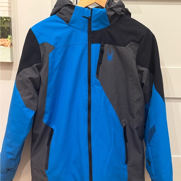 Spyder Leader Ski Jacket Blue, Gray and Black - Picture 2 of 6